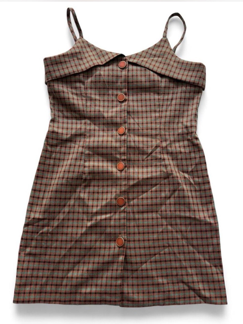 Storets Plaid Button-Front Spaghetti Strap Dress. | Size: S/M (will steam)